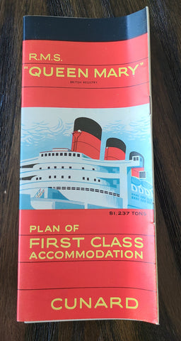 Cunard R.M.S. Queen Mary First Class Deck Plan
