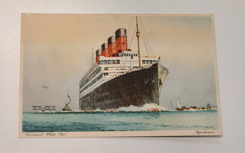 Cunard White Star R.M.S. Aquitania Post Card