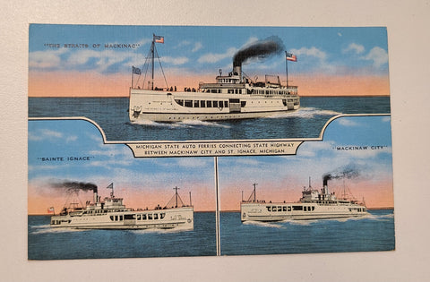 Michigan State Auto Ferries Post Card