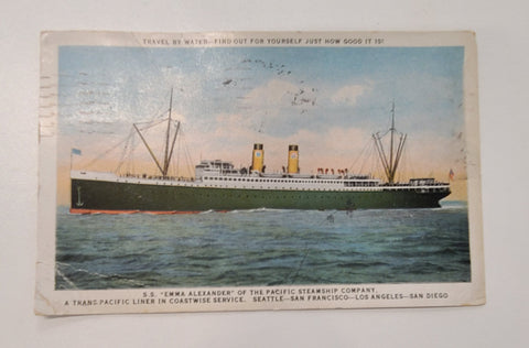 Pacific Steamship Company's S.S. Emma Alexander Post Card