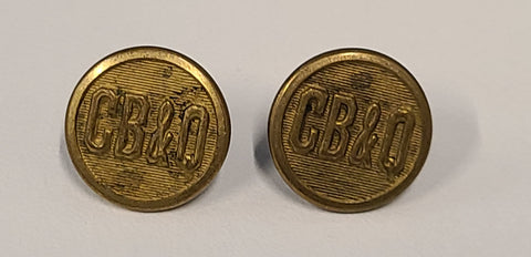 Chicago Burlington & Quincy "CB&Q" Railroad Small Uniform Button (Set of 2)