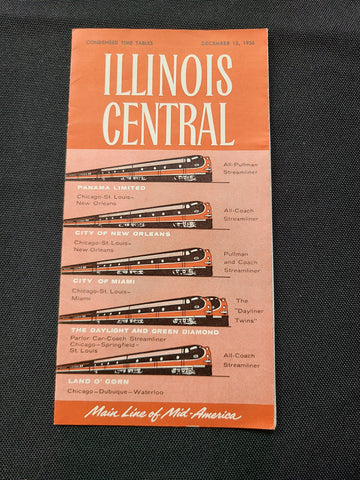Illinois Central Condensed Timetable (Dec 15th, 1956)