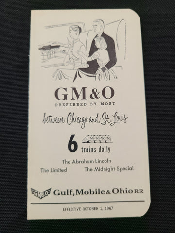 Gulf Mobile & Ohio Railroad Pocket Timetable "Chicago to St. Louis" (1967)