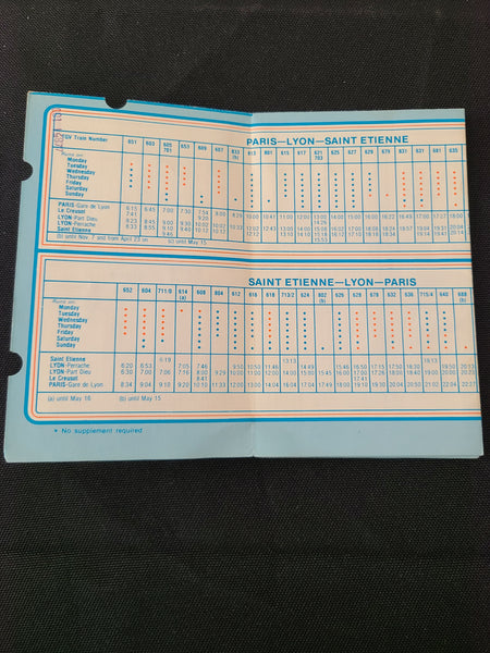 French National Railroads SNCF TGV Schedules (May 28th, 1988)