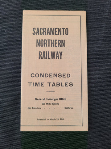 Sacramento Northern Railway Condensed Timetable