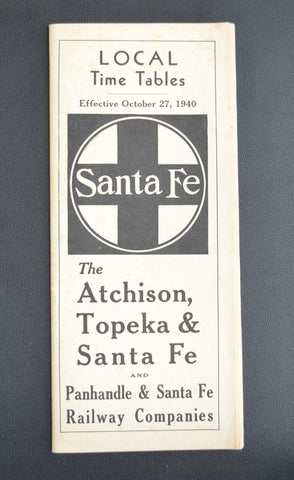 Santa Fe Railroad Local Timetable (27 Oct, 1940)