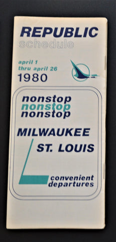 Republic Airlines Milwaukee/St. Louis Timetable (1 April - 26 April, 1980)
