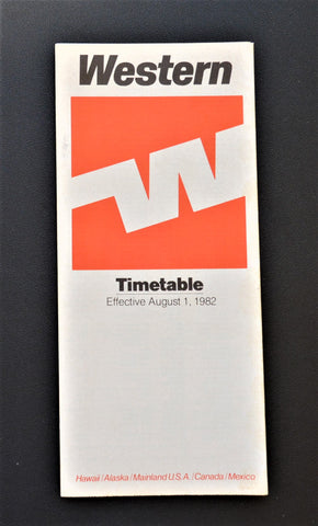 Western Airlines System Timetable (01 August 1982)