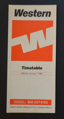Western Airlines System Timetable (07 January 1985)