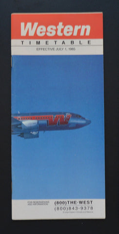 Western Airlines System Timetable (01 July 1985)