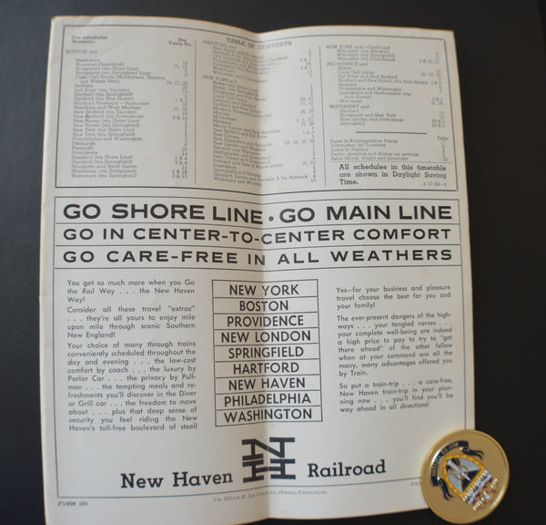 New Haven Railroad "The Scenic Shoreline Route" Timetable (1958)