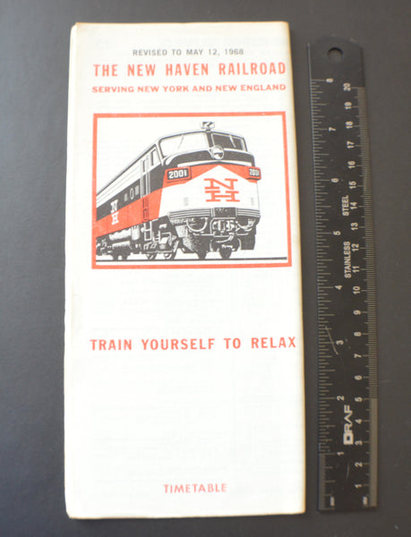 New Haven Railroad "Train Yourself to Relax" Timetable (12 May 1968)
