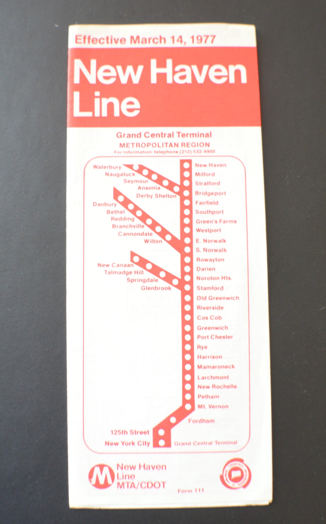CT Department of Transportation "New Haven Line" Timetable (1977)