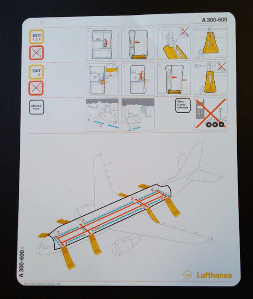 Lufthansa Airlines A300-600 Safety Card