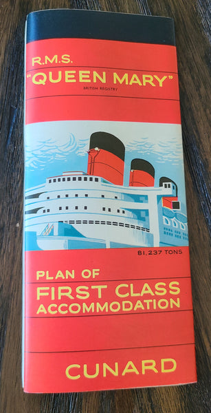 Cunard R.M.S. Queen Mary First Class Deck Plan
