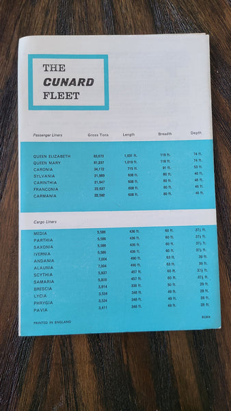 Cunard R.M.S. Queen Mary Facts & Figures Brochure