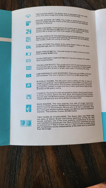 Cunard R.M.S. Queen Mary Facts & Figures Brochure