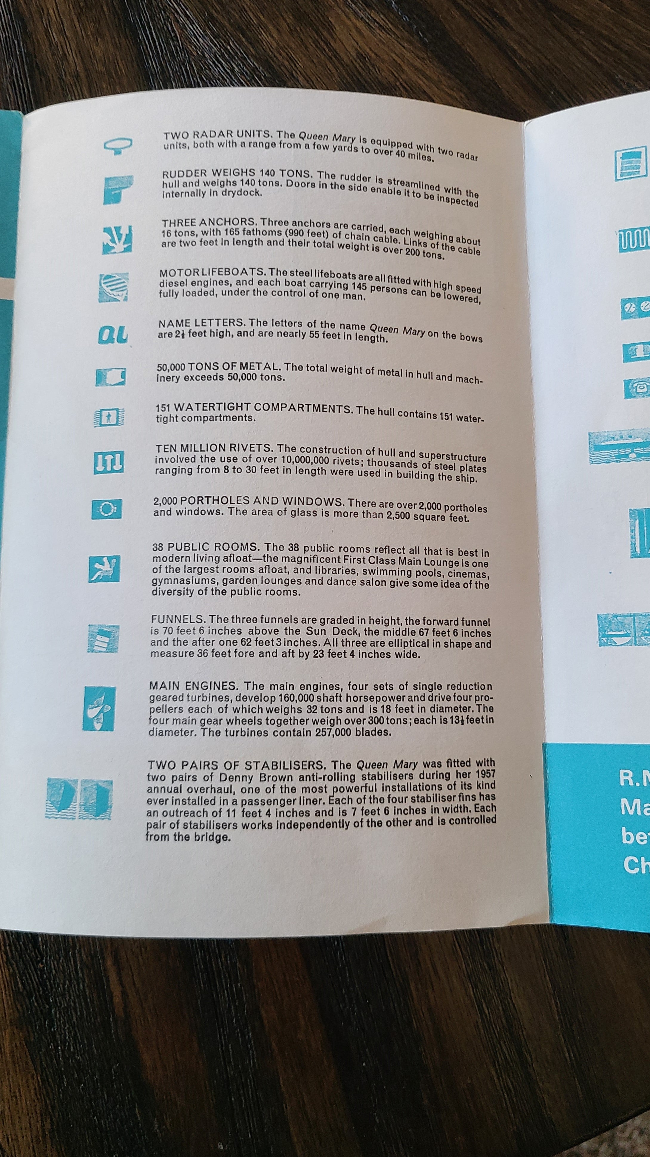 Cunard R.M.S. Queen Mary Facts & Figures Brochure
