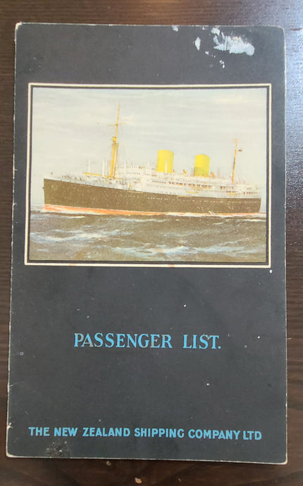 New Zealand Shipping Company T.S.S. Rimutaka Passenger List
