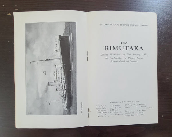 New Zealand Shipping Company T.S.S. Rimutaka Passenger List
