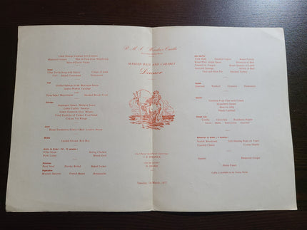 Union Castle Line R.M.S. Windsor Castle Masked Ball & Dinner Menu