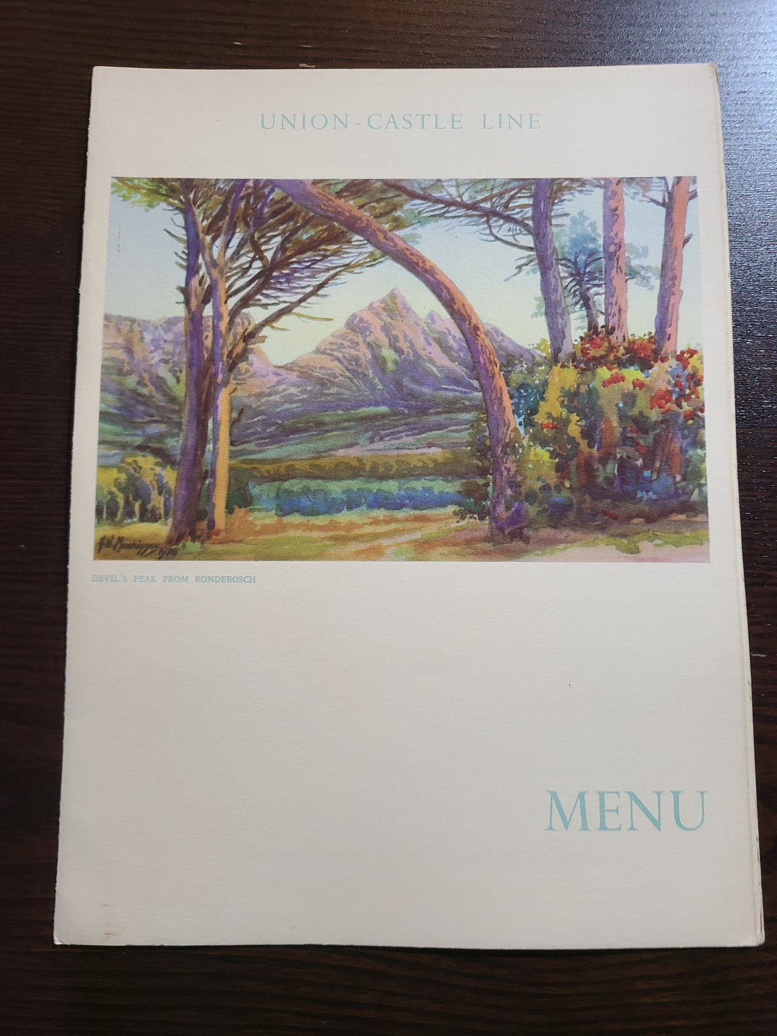 Union Castle Line R.M.M.V Capetown Castle Dinner Menu