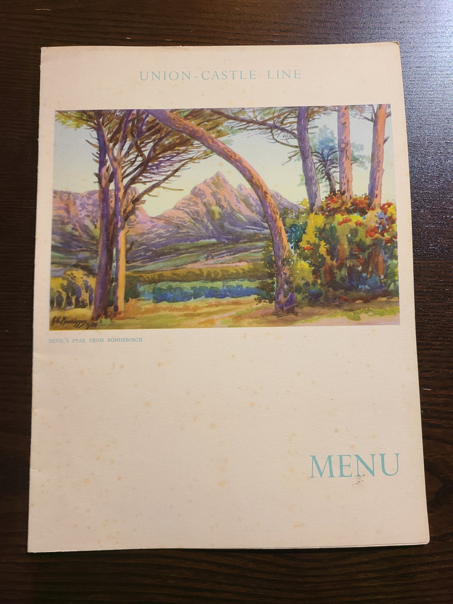 Union Castle Line R.M.M.V Capetown Castle Dinner Menu