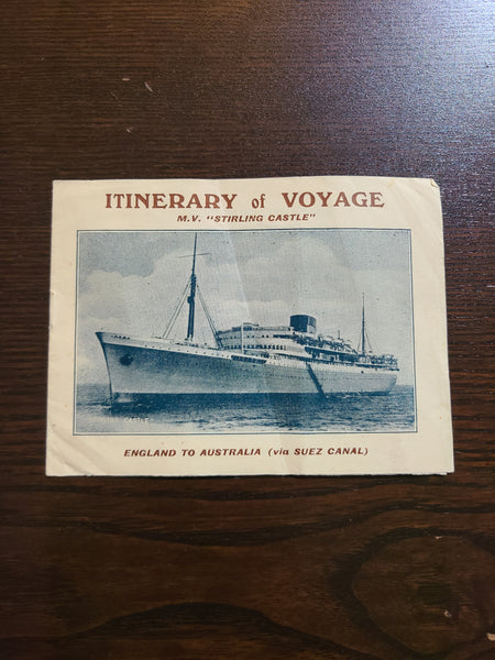 Union Castle Line M.V. Stirling Castle Itinerary of Voyage