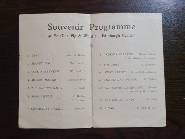 Union Castle Line S.S. Edinburgh Castle Music Programme