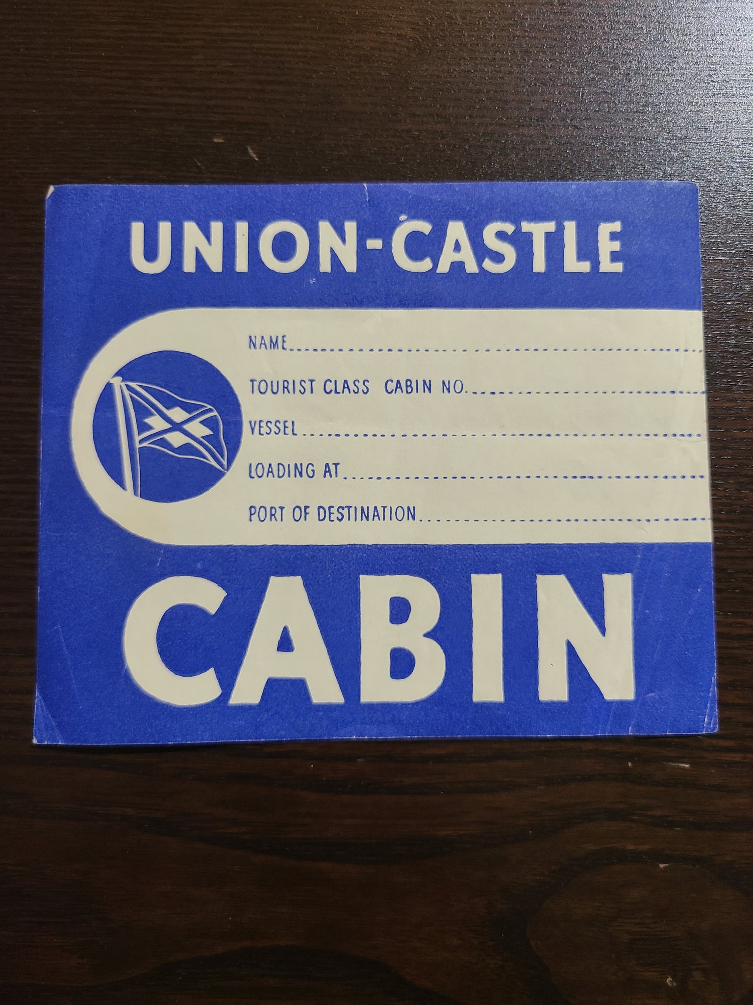 Union Castle Line Cabin Class Luggage Label