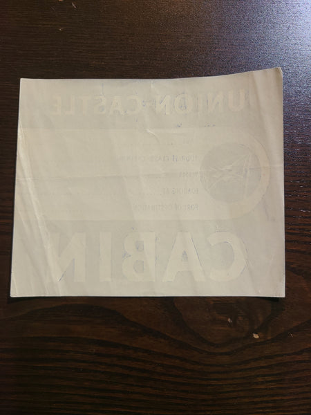 Union Castle Line Cabin Class Luggage Label