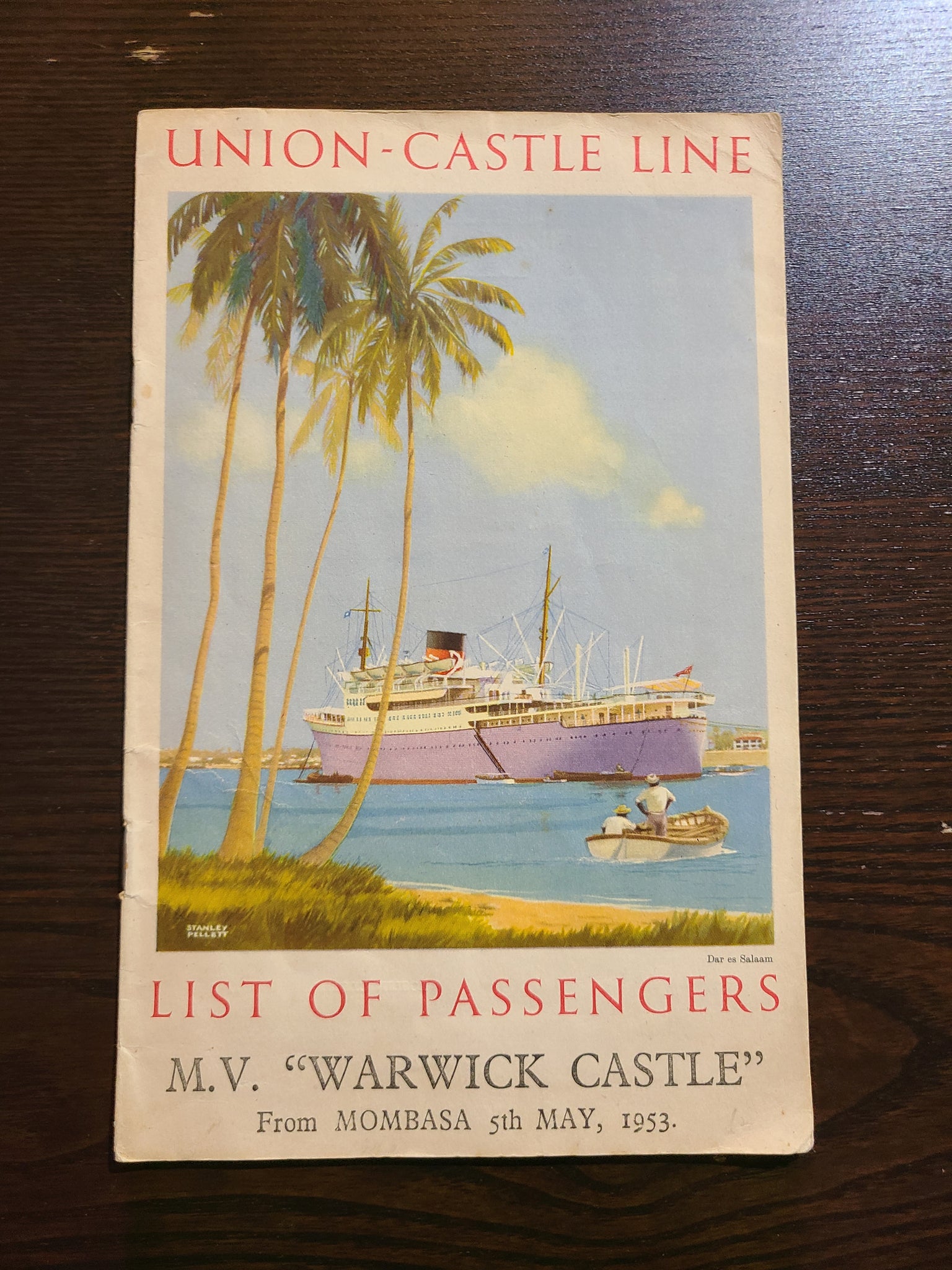 Union Castle Line M.V. Warwick Castle Passenger List