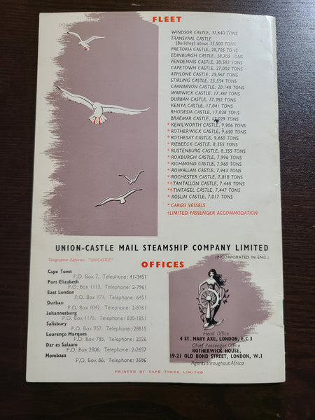 Union Castle Line "Then and Now, A Brief History" Booklet
