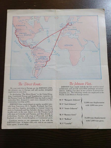 Grace Line via the Johnson Line Brochure