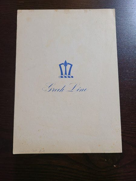 Greek Line T.S.S. Neptunia Lunch Menu