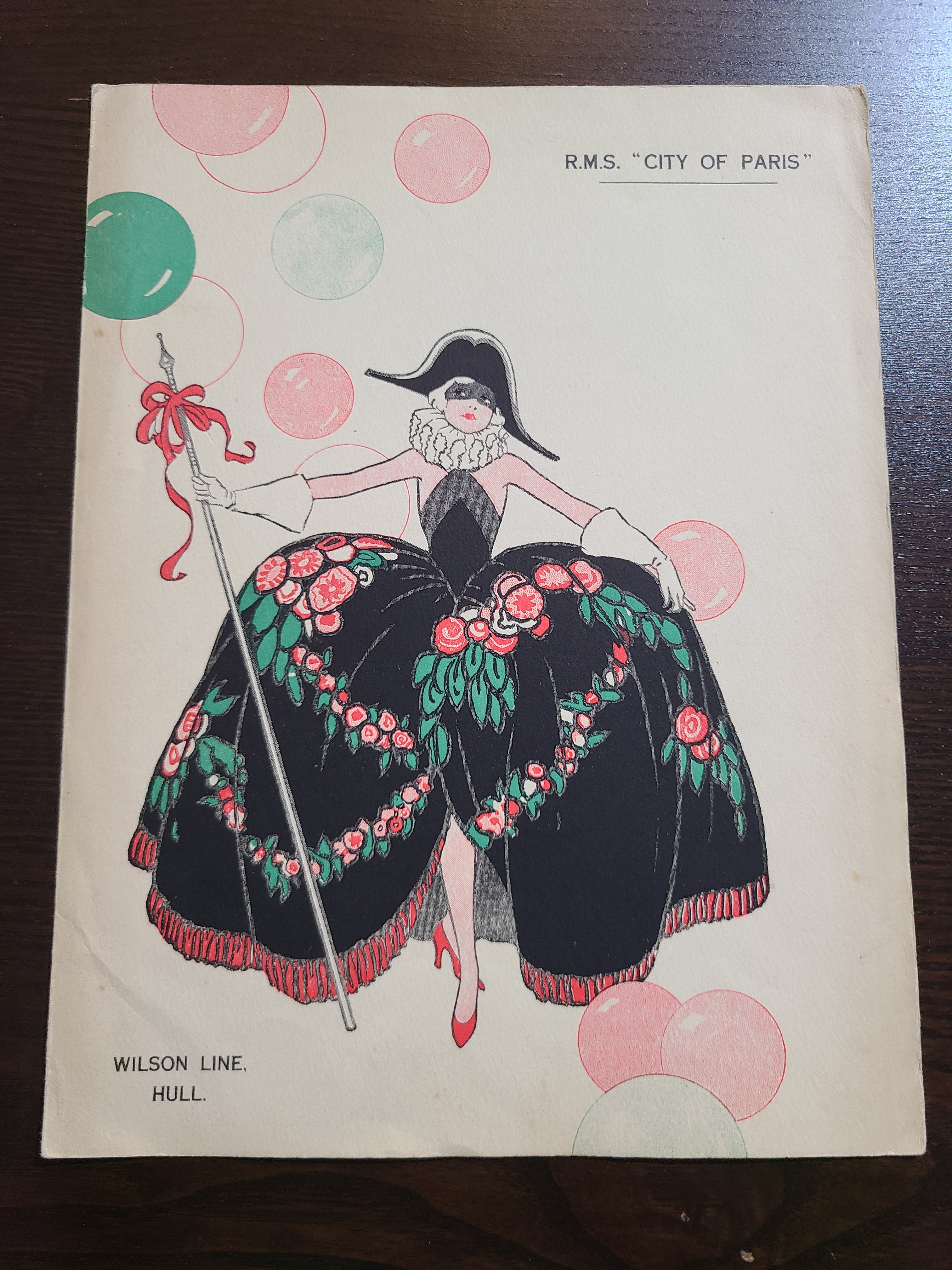 Wilson Line R.M.S. City of Paris Farewell Dinner Menu