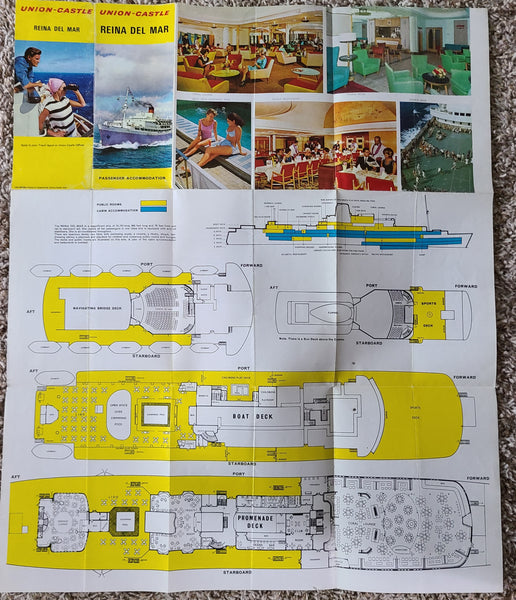 Union Castle Line M.V. Reina Del Mar Passenger Accommodations/Deck Plan