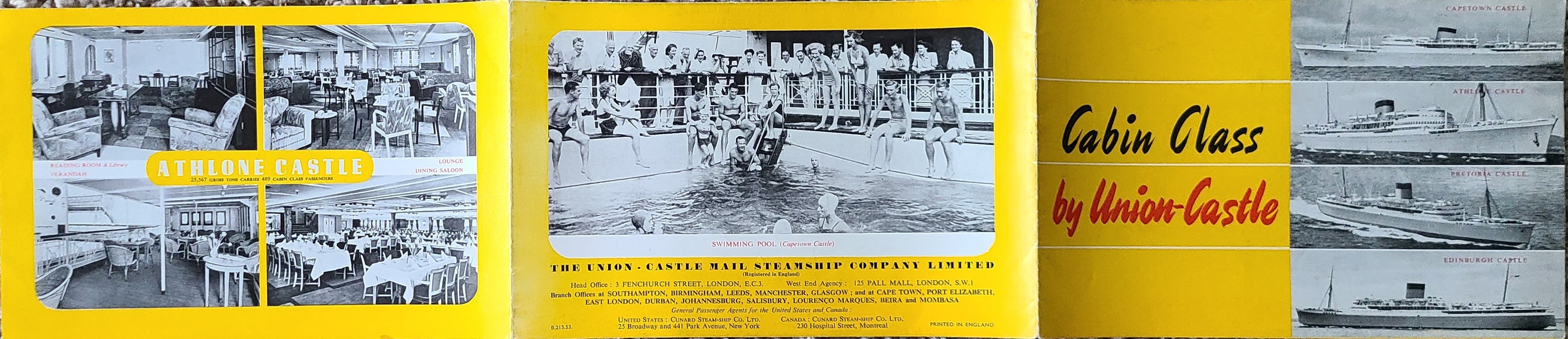 Union Castle Line Cabin Class Deck Plan