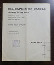 Union Castle Line M.V. Capetown Castle Tourist Class Deck Plan