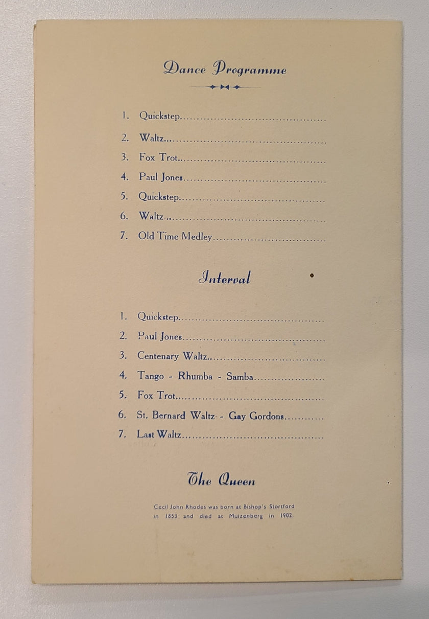 Union Castle Line R.M.M.V. Capetown Castle Centenary Dinner Menu
