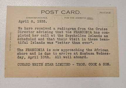 Cunard White Star R.M.S. Lancastria Post Card