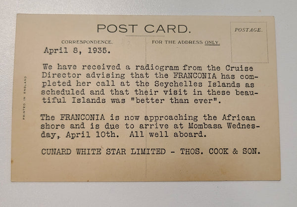 Cunard White Star R.M.S. Lancastria Post Card