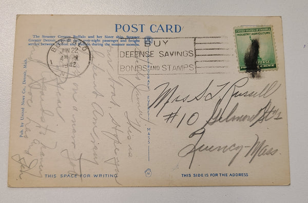 D&C Navigation Company Steamer Greater Buffalo Post Card