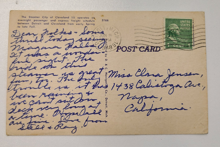 D&C Navigation Company Steamer City of Cleveland III Post Card