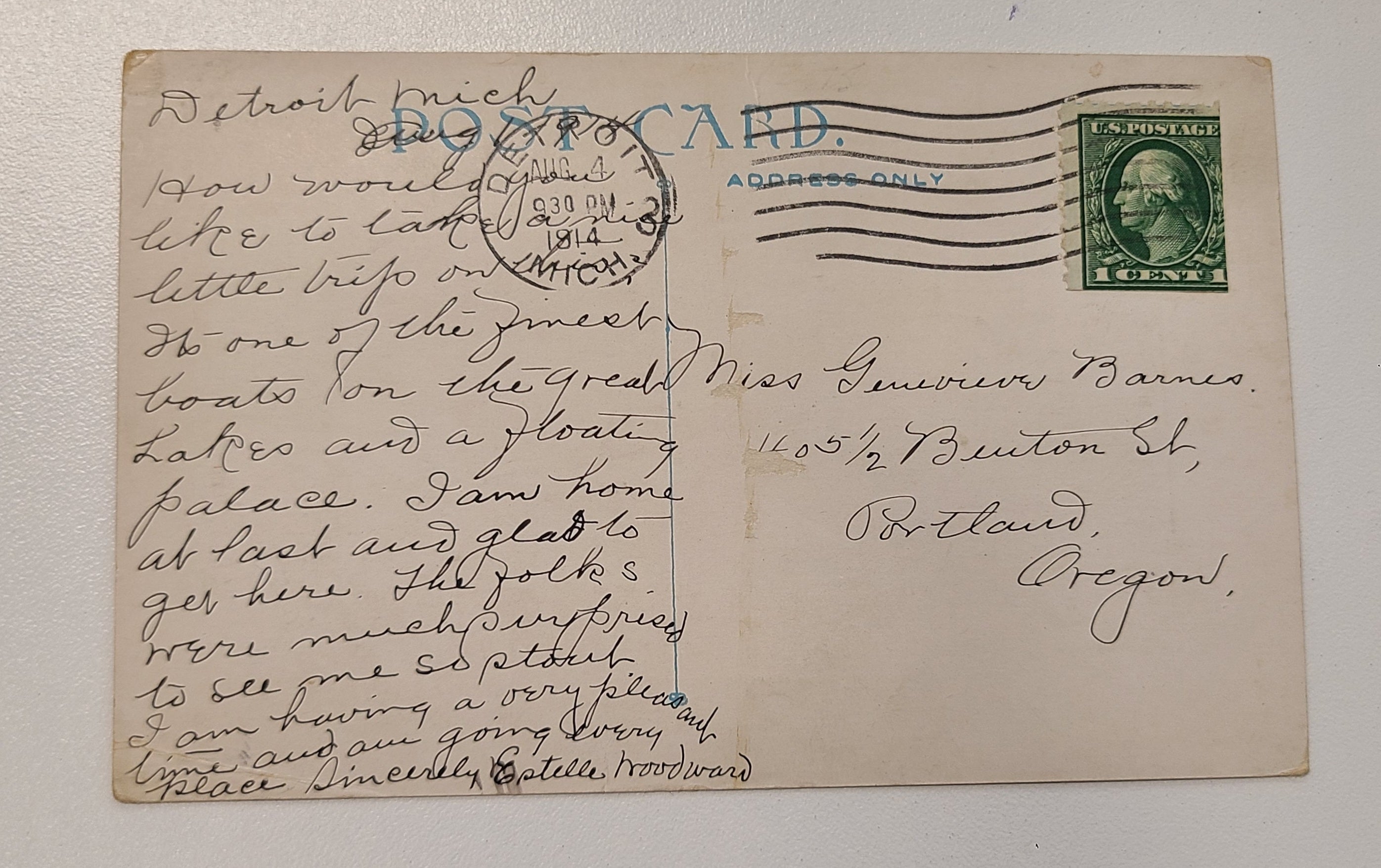 D&C Navigation Company Steamer City Of Detroit Post Card
