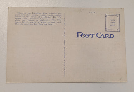 Michigan State Auto Ferries Post Card