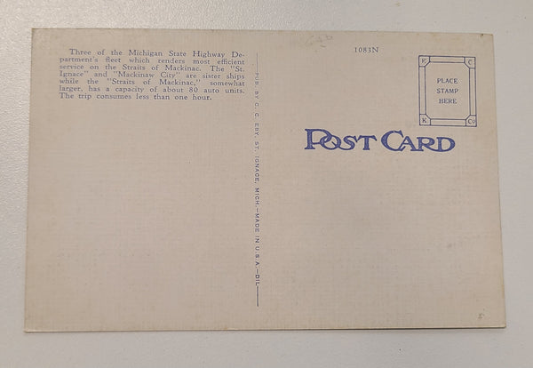 Michigan State Auto Ferries Post Card