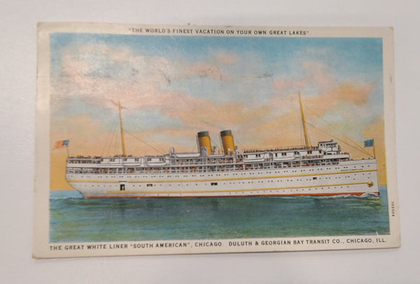 Duluth & Georgian Bay Transit Company Liner South American Post Card