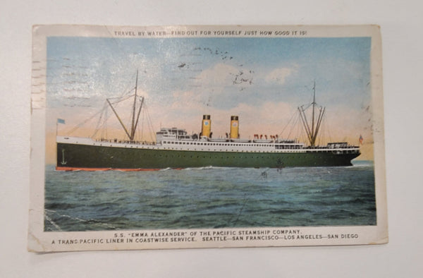 Pacific Steamship Company's S.S. Emma Alexander Post Card