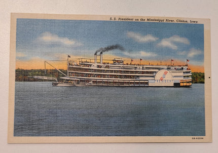 Streckfus Steamers' S.S. President Post Card